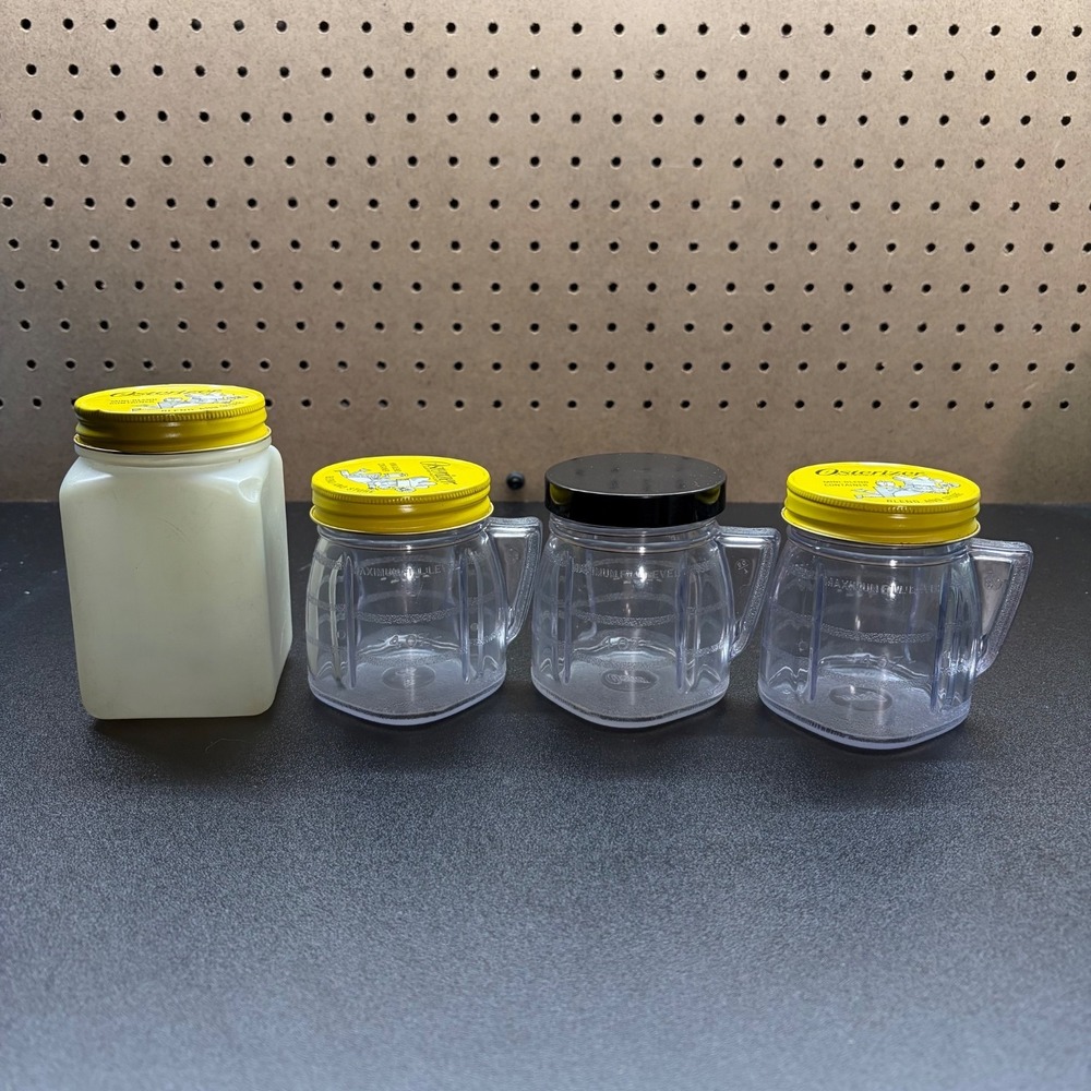 3 Vintage OSTERIZER MINIBLEND Containers8 oz Blend&Store Jars Plastic 1unbranded